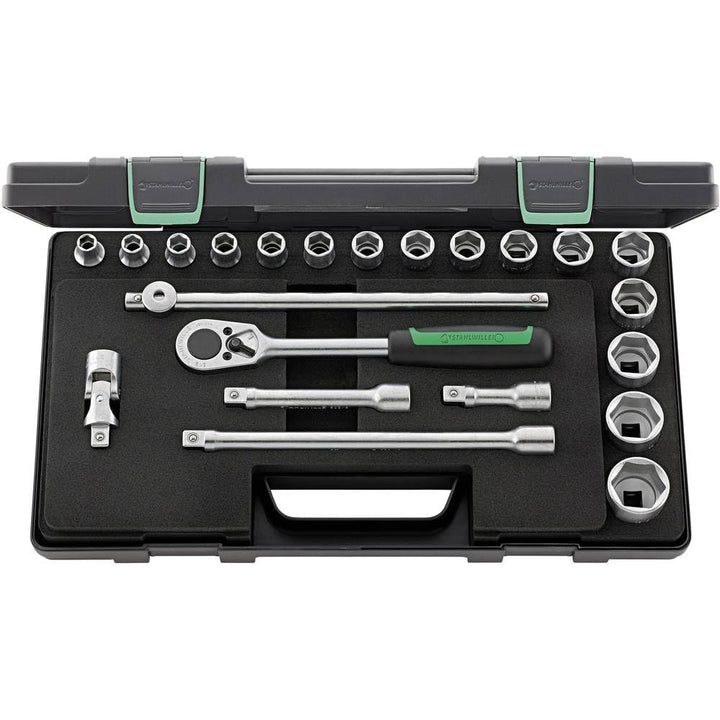 Stahlwille Steckschlüssel Garnitur 22-teilig; ABS-Kunststoff Koffer; Steckschlüssel Einsätze; 1/2" -