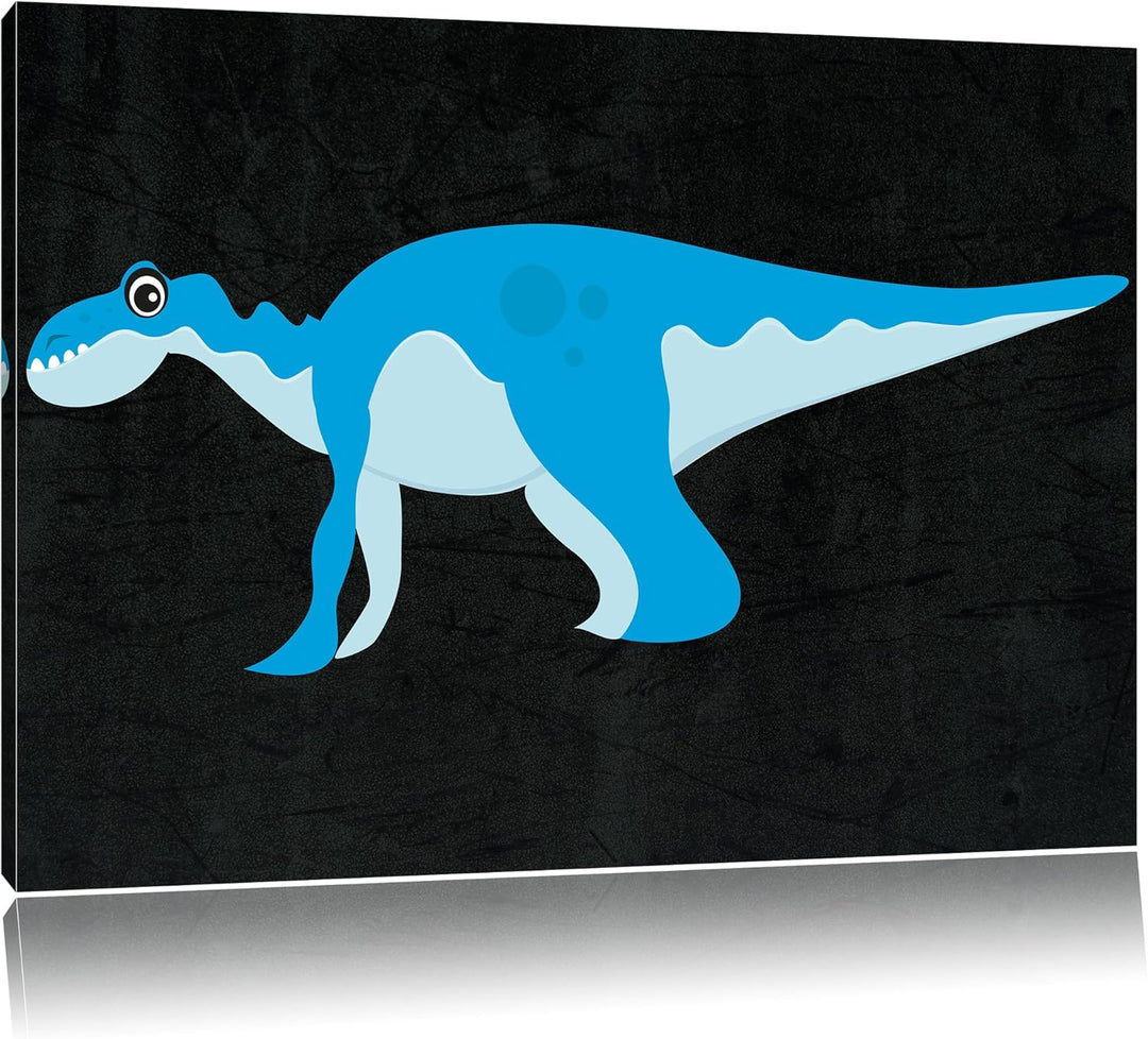 Pixxprint Niedlicher Dinosaurier schwarz, Format: 100x70 auf Leinwand, 100x70