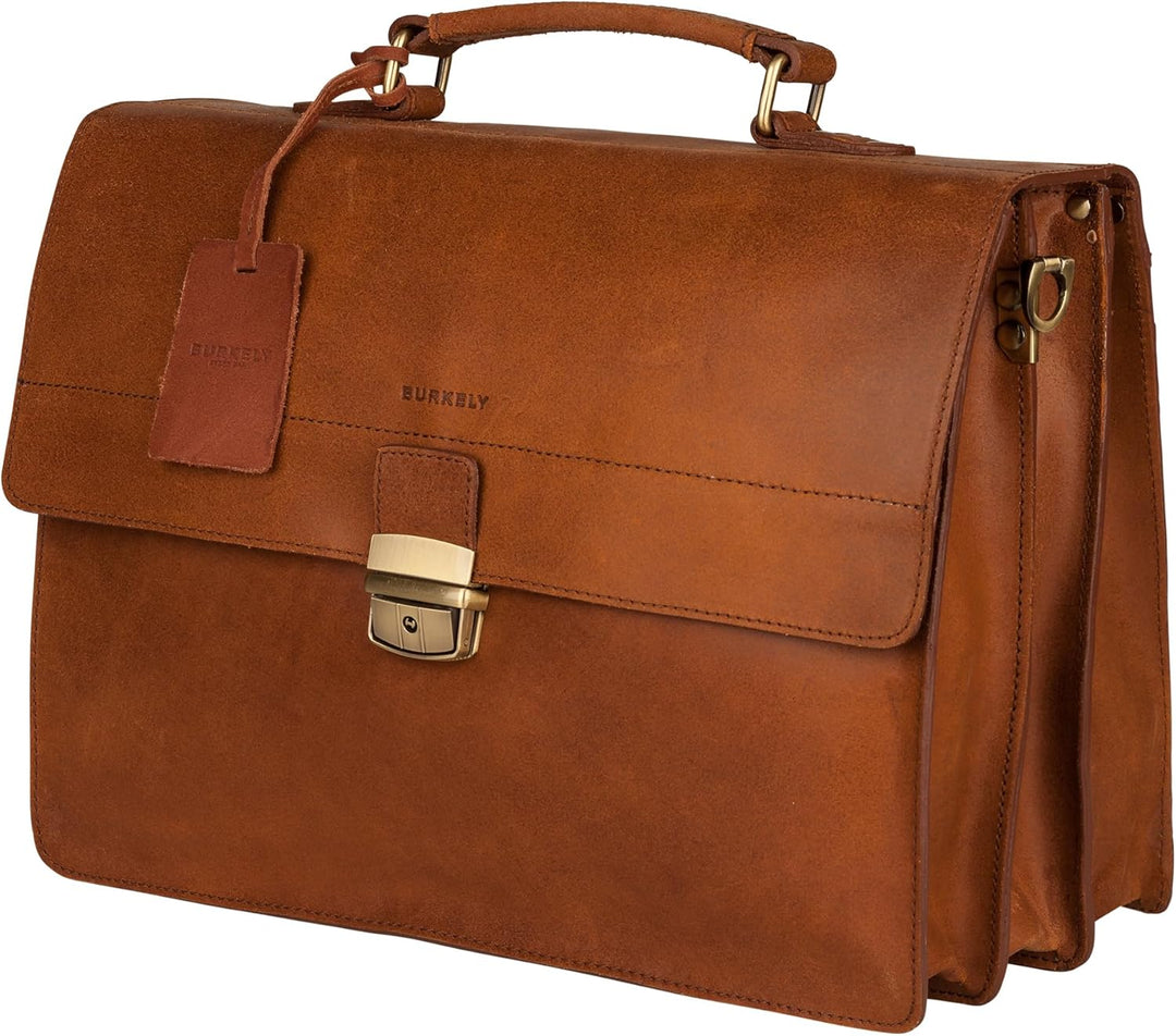 Burkely Fundamentals Vintage Dean Briefcase 3-Comp – Hunter Leder Laptoptasche – Klassische Aktentas