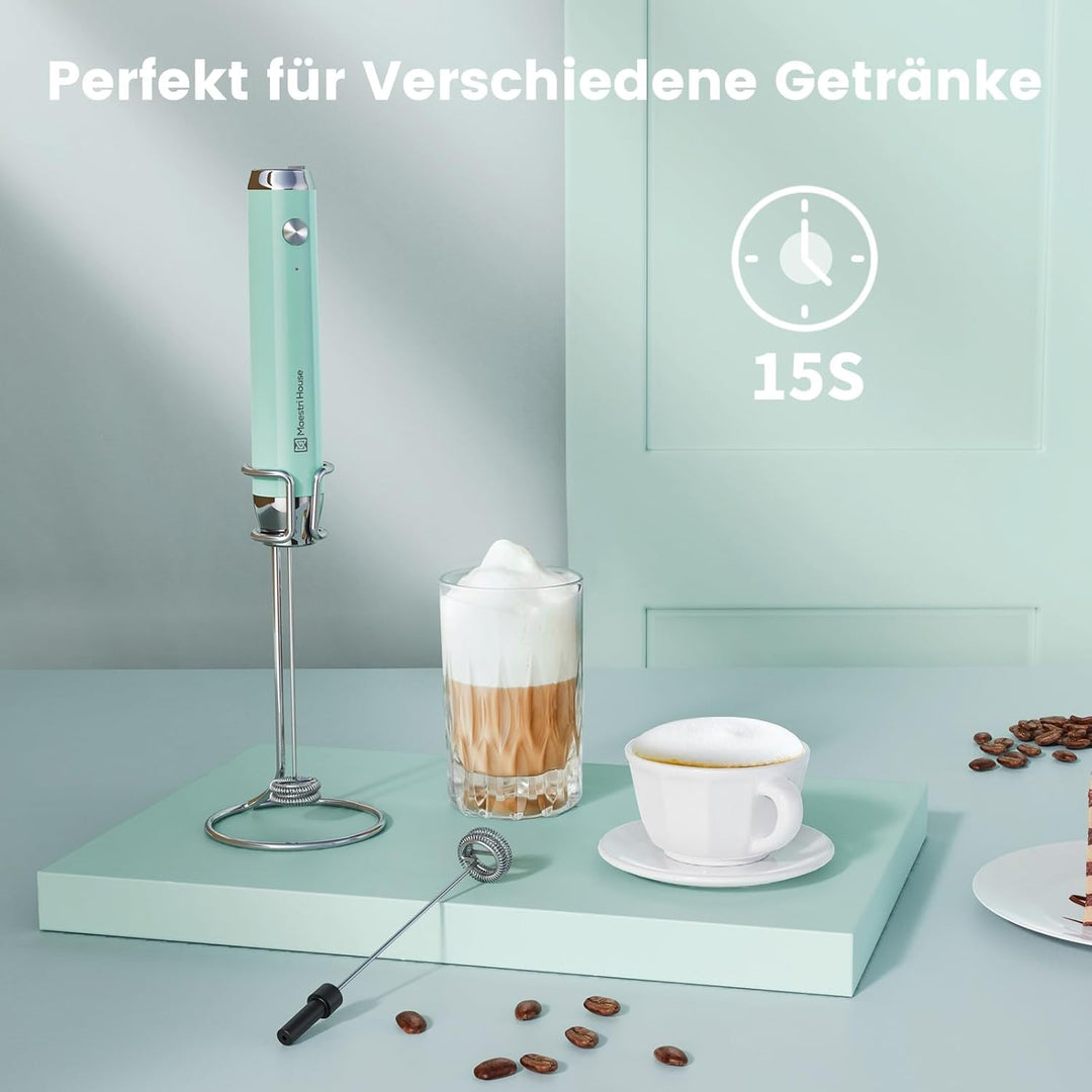 MaestriHouse wiederaufladbarer Milchaufschäumer, tragbar, elektrisch, wasserdicht, abnehmbarer Edels