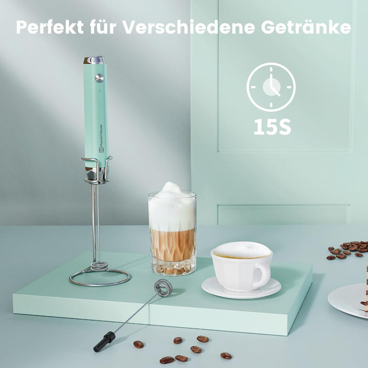 MaestriHouse wiederaufladbarer Milchaufschäumer, tragbar, elektrisch, wasserdicht, abnehmbarer Edels