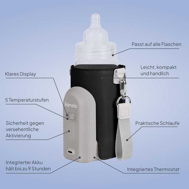 LIONELO Thermup Go Evo Tragbarer Babyflaschenwärmer, hält Flüssigkeiten warm, 5 Betriebstemperaturen