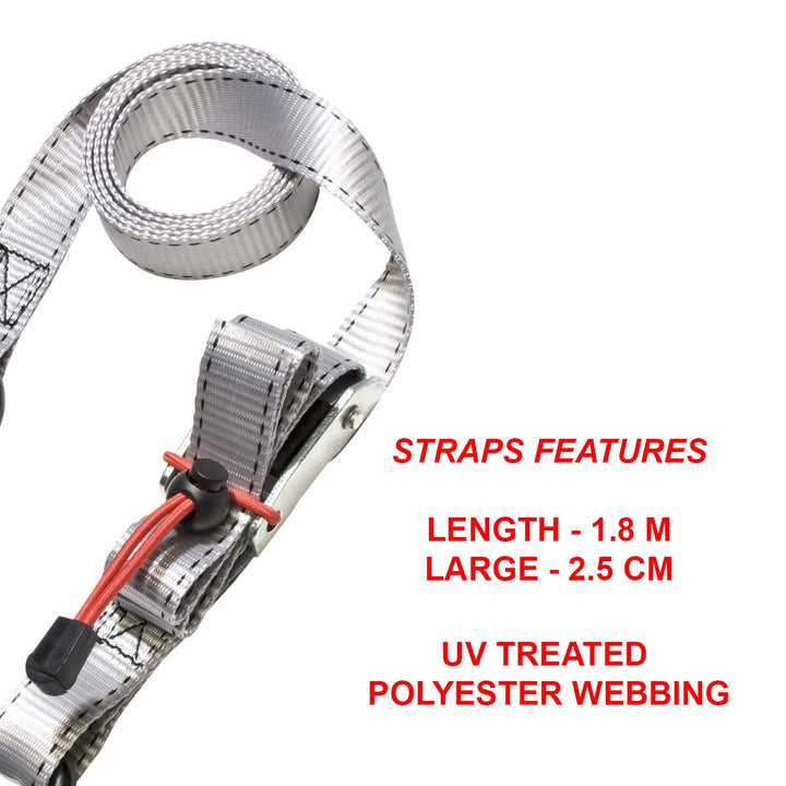 Master Lock 3062EURDAT Spanngurt mit S-Haken und Ratsche, Grau, 1,80 m x 25 mm Gurt, 4-er Set Pack 4