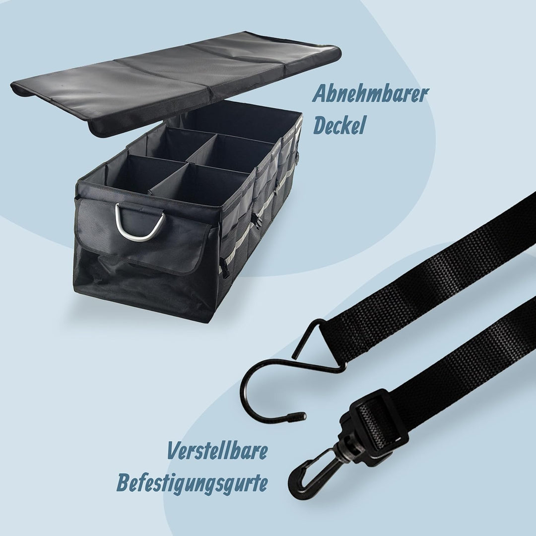 Relaxdays Kofferraum Organizer mit Deckel, entnehmbare Kühltasche, faltbar, HxBxT: 30 x 90 x 40 cm,