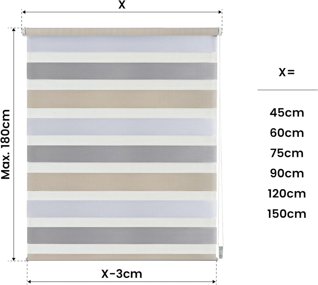 STORESDECO Doppelrollo Klemmfix ohne Bohren. Klemmrollo Einfache Montage, Zebra Rollo lichtdurchläss