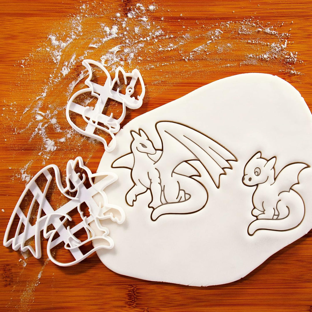 2er Set Drachen Ausstechformen (Formen: Ausgewachsener Drache und Baby-Drache), 2 Teile, Bakerlogy