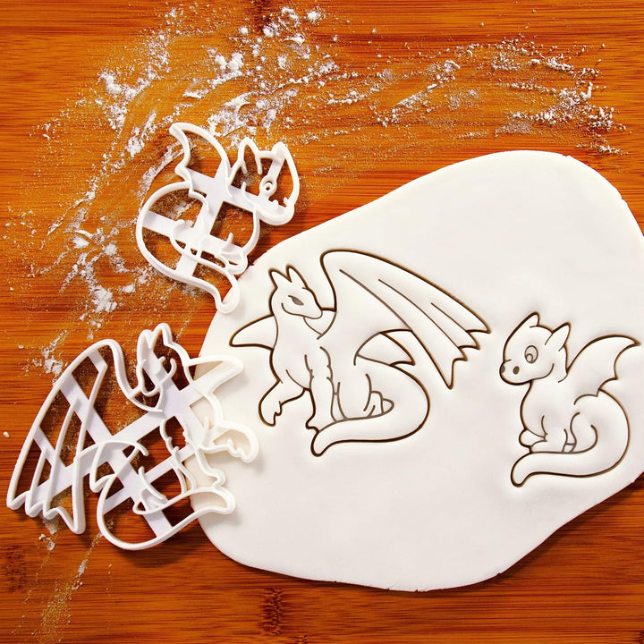 2er Set Drachen Ausstechformen (Formen: Ausgewachsener Drache und Baby-Drache), 2 Teile, Bakerlogy