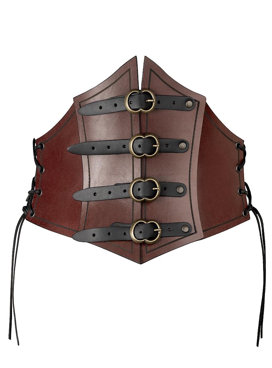 Andracor – Steampunk Corsage Renaissance – Unterbrust Ledermieder mit Zierschnallen und Korsett Opti