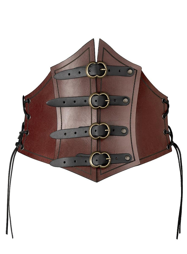 Andracor – Steampunk Corsage Renaissance – Unterbrust Ledermieder mit Zierschnallen und Korsett Opti