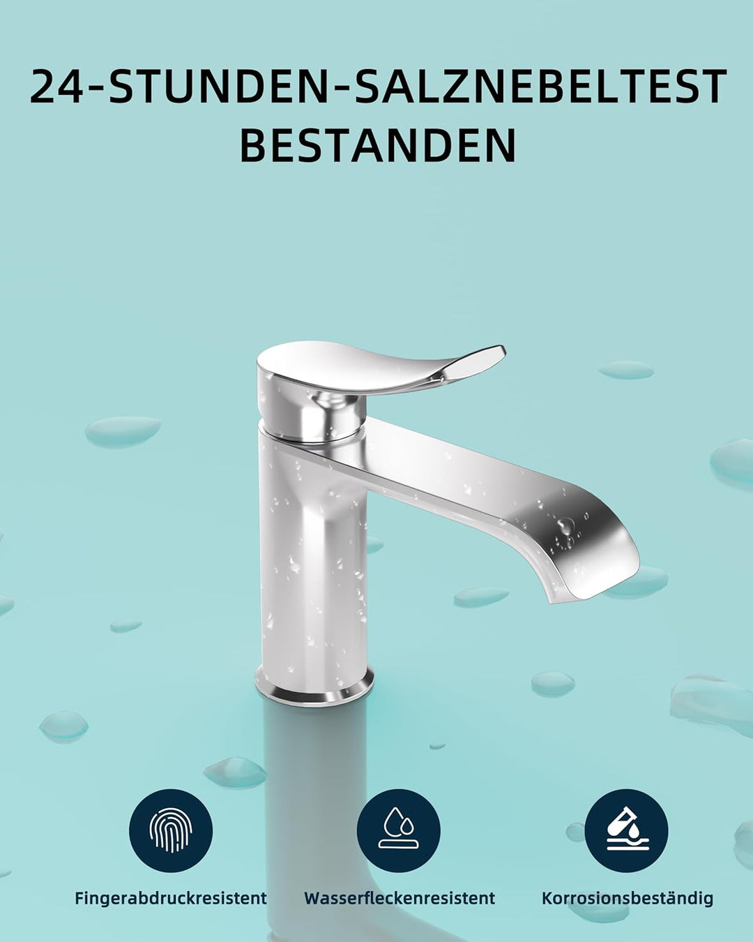 BELZ Wasserhahn Bad, Einhebel Waschtischarmatur mit Ablaufgarnitur, Waschbecken Armaturen, Armatur B