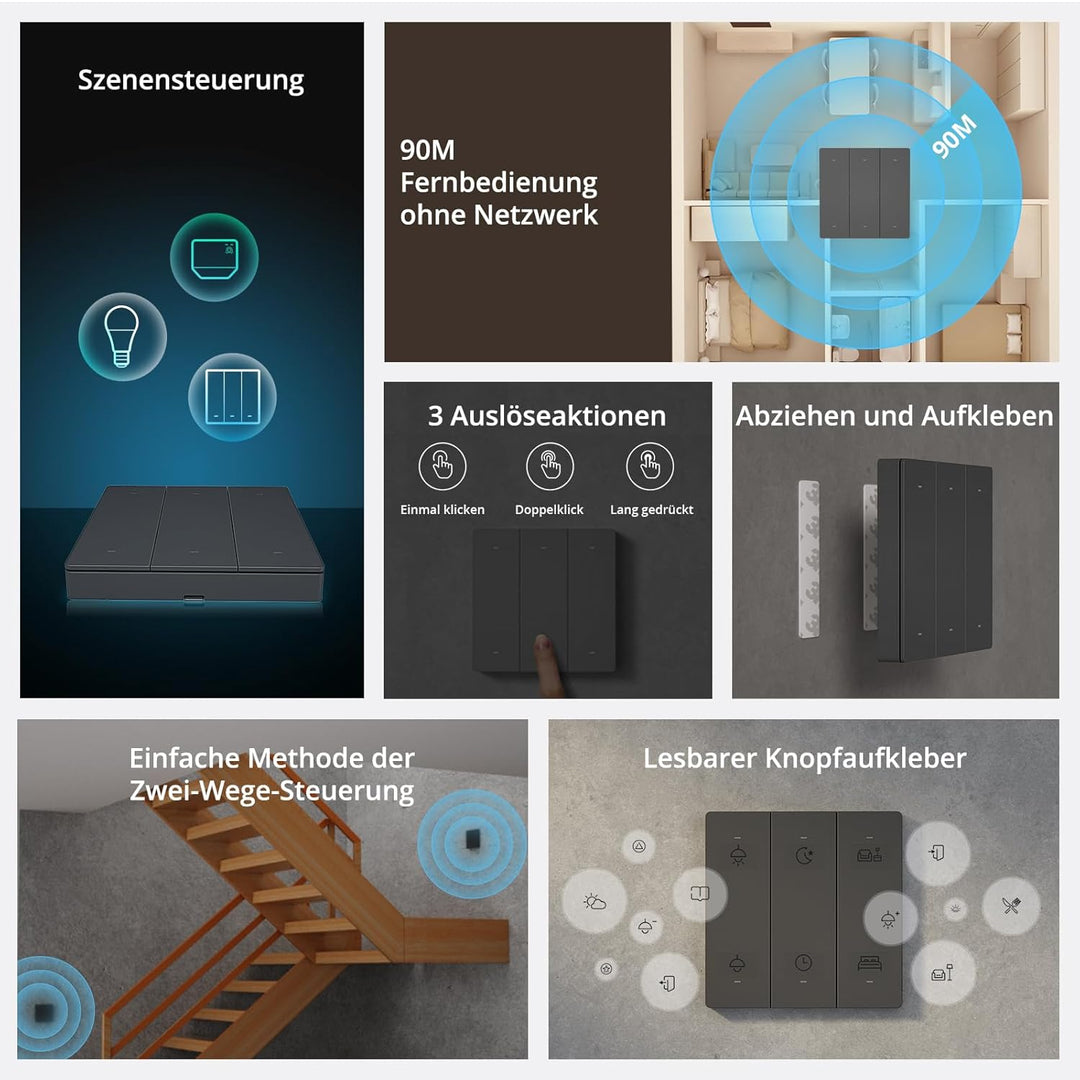 SONOFF SwitchMan R5 Scene Controller,Smart Home Szenen Fernbedienung 6 Tasten Funkschalter, Arbeiten