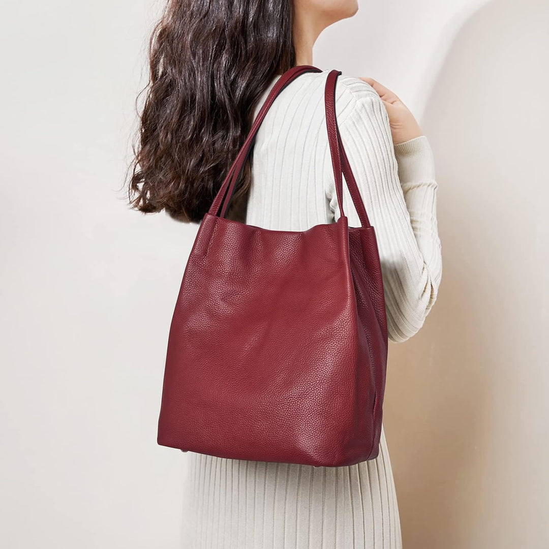 Kattee Damen weiche Echtleder Totes Umhängetasche Geldbörsen und Handtaschen mit oberem Magnetversch