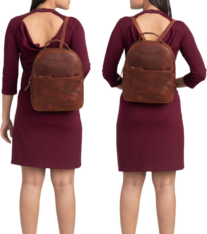 STILORD 'Kayla' Damen Rucksack Leder Elegant klein - Lederrucksack Rucksackhandtasche Vintage Daypac