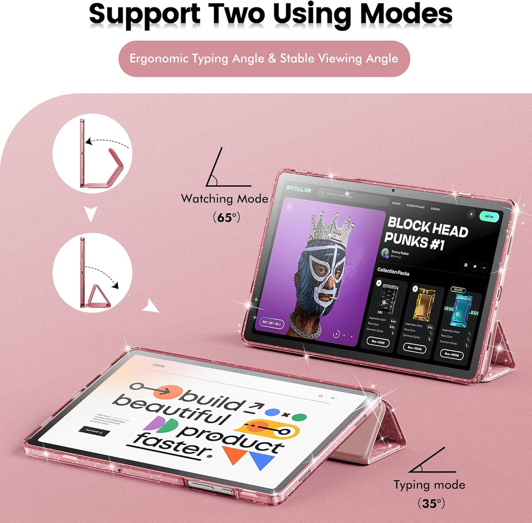INFILAND Hülle für Samsung Galaxy Tab A11+/A9+11 Zoll (2023/2025),Glitzernde Schutzhülle mit funkeln
