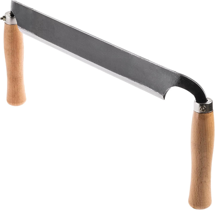 KADAX Zugmesser 280 mm für Holzbearbeitung, Ziehmesser mit gerader Klinge und zwei Holzgriffen, Rind