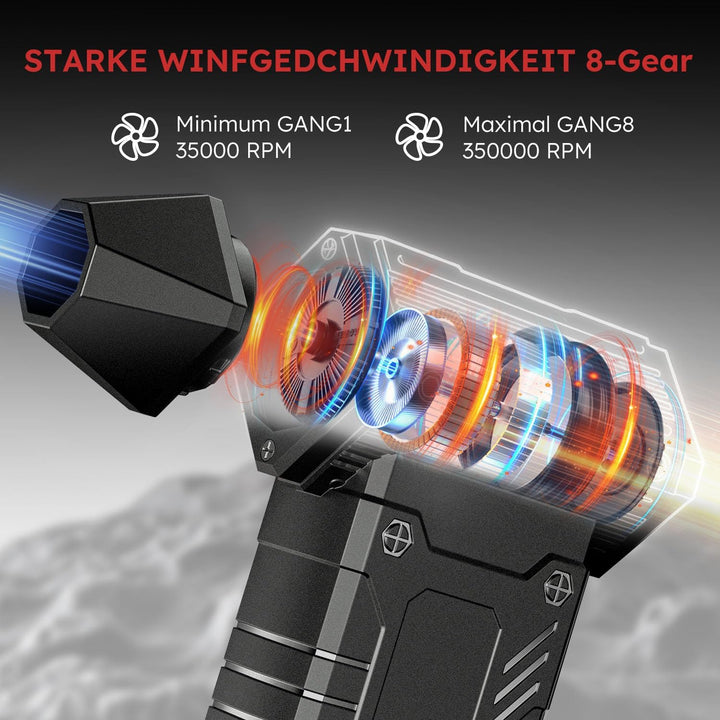 Anruzon Electric Air Duster, 350000RPM Super Power Elektrische Staubgebläse mit 12000 mAh Akku Compr
