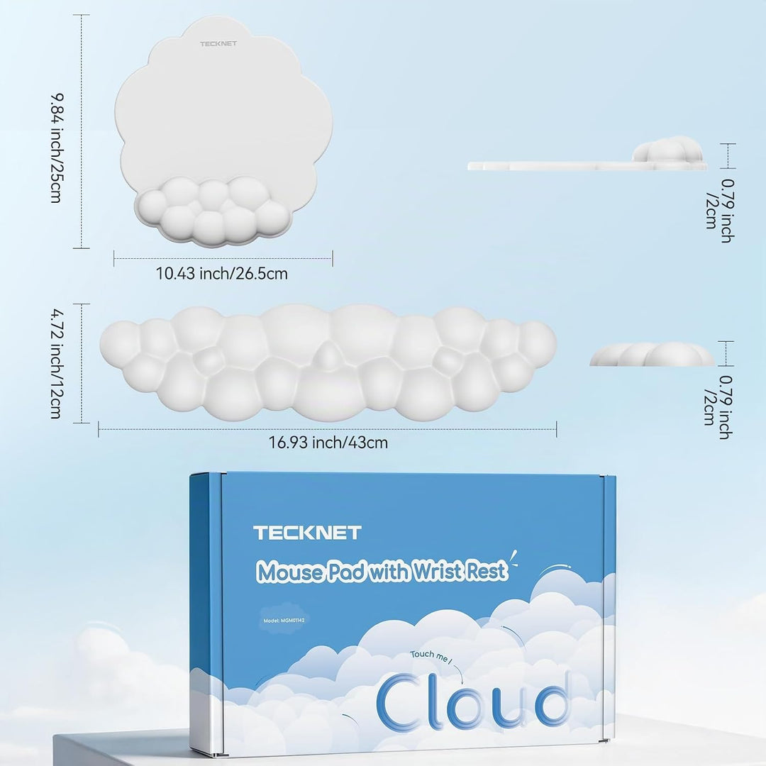 TECKNET Wolke Handballenauflage Tastatur, Mauspad mit Handauflage, Ergonomische Handauflage Tastatur