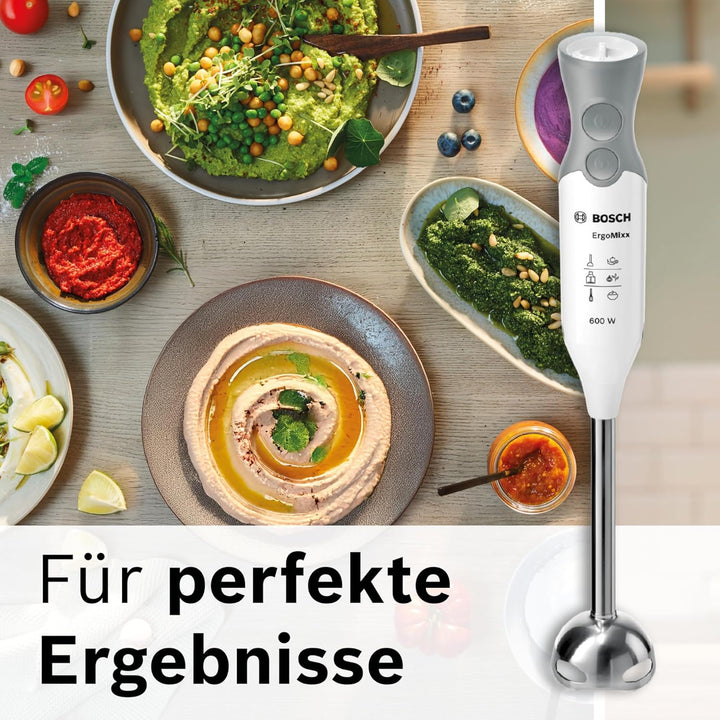 Bosch Stabmixer ErgoMixx MSM66120, Edelstahl-Mixfuss, Mix- und Messbecher, 4-Klingen-Messer, ergonom