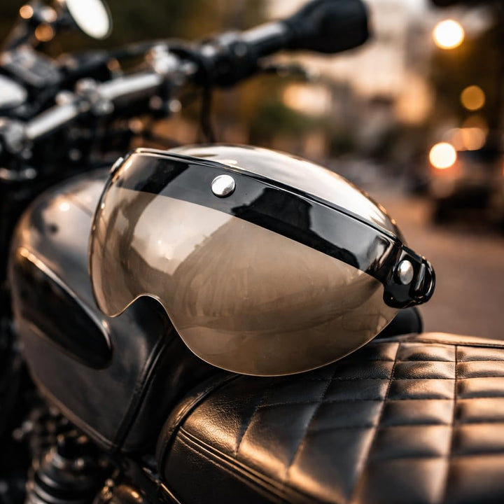 SPYMINNPOO Visier für Motorradhelme, Universelles 3-Snap-Retro-Helmvisier, Winddichtes Halbgesichtsh