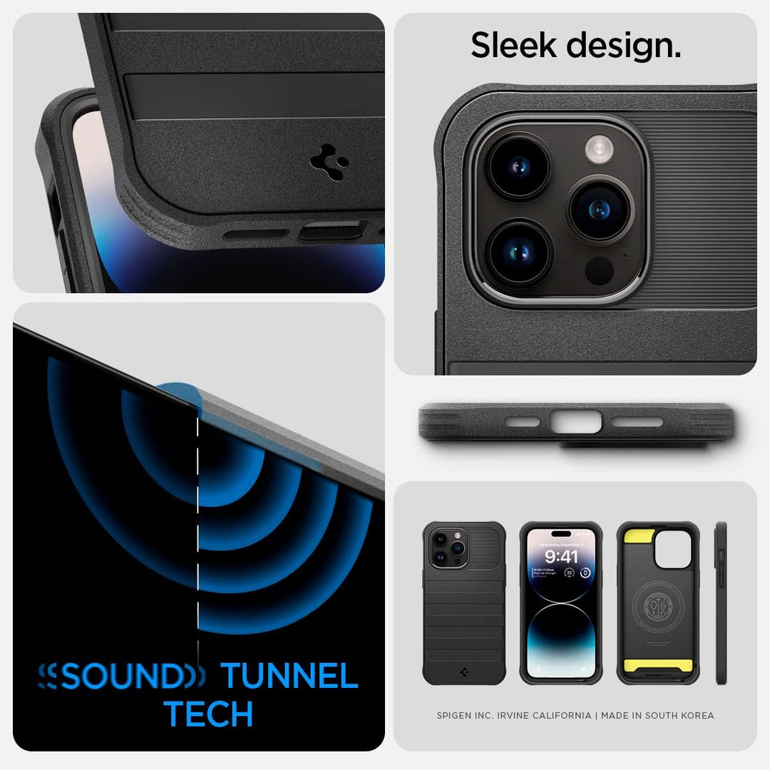 Spigen Geo Armor 360 MagFit Hülle Kompatibel mit iPhone 14 Pro -Schwarz