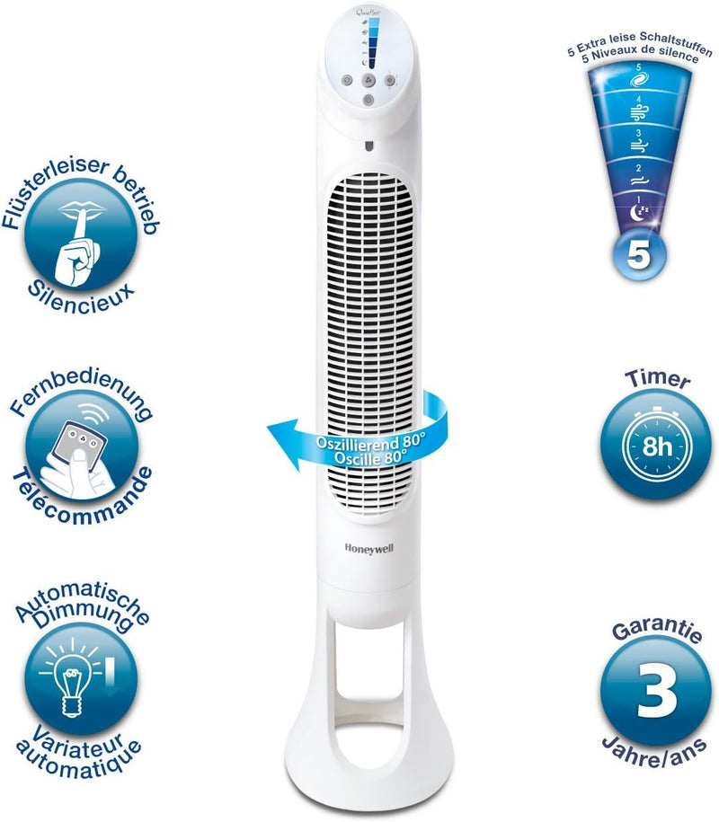 Honeywell HYF260E4 Quiet-Set Turmventilator (mit Fernbedienung, 1 Stück) & HT-900E Kraftvoller und g
