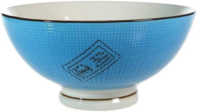 lachineuse 2 Porzellan Suppen- oder Ramenschalen - Katzenmuster Maneki Neko, Blau Blau / Weiss, Blau