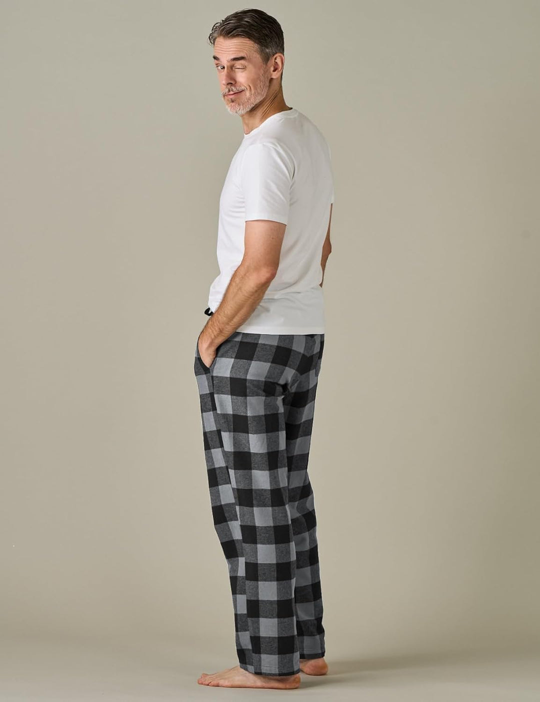 LAPASA Herren Fleece Pyjamahose Relaxed Fit Lounge Hose M128 S Wärmer: Baumwollflanell Baumwollflane
