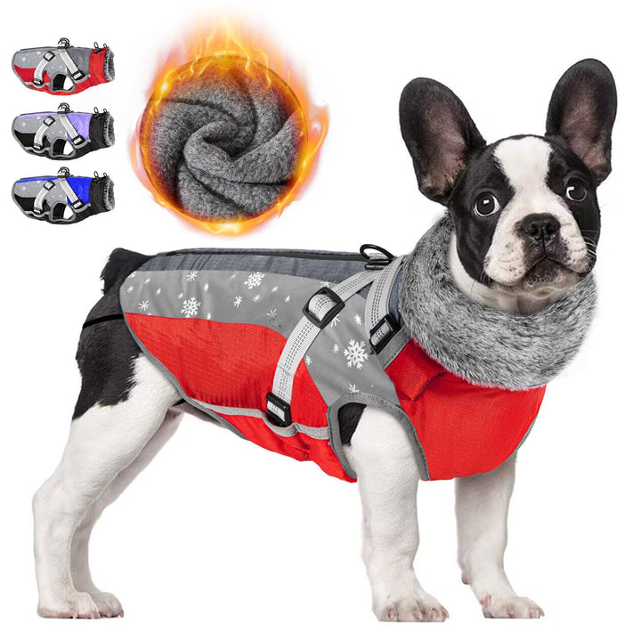 Nasjac Winter Hundemantel mit abnehmbarem Geschirr, wasserdichte Fleece warm hundejacke für kleine m
