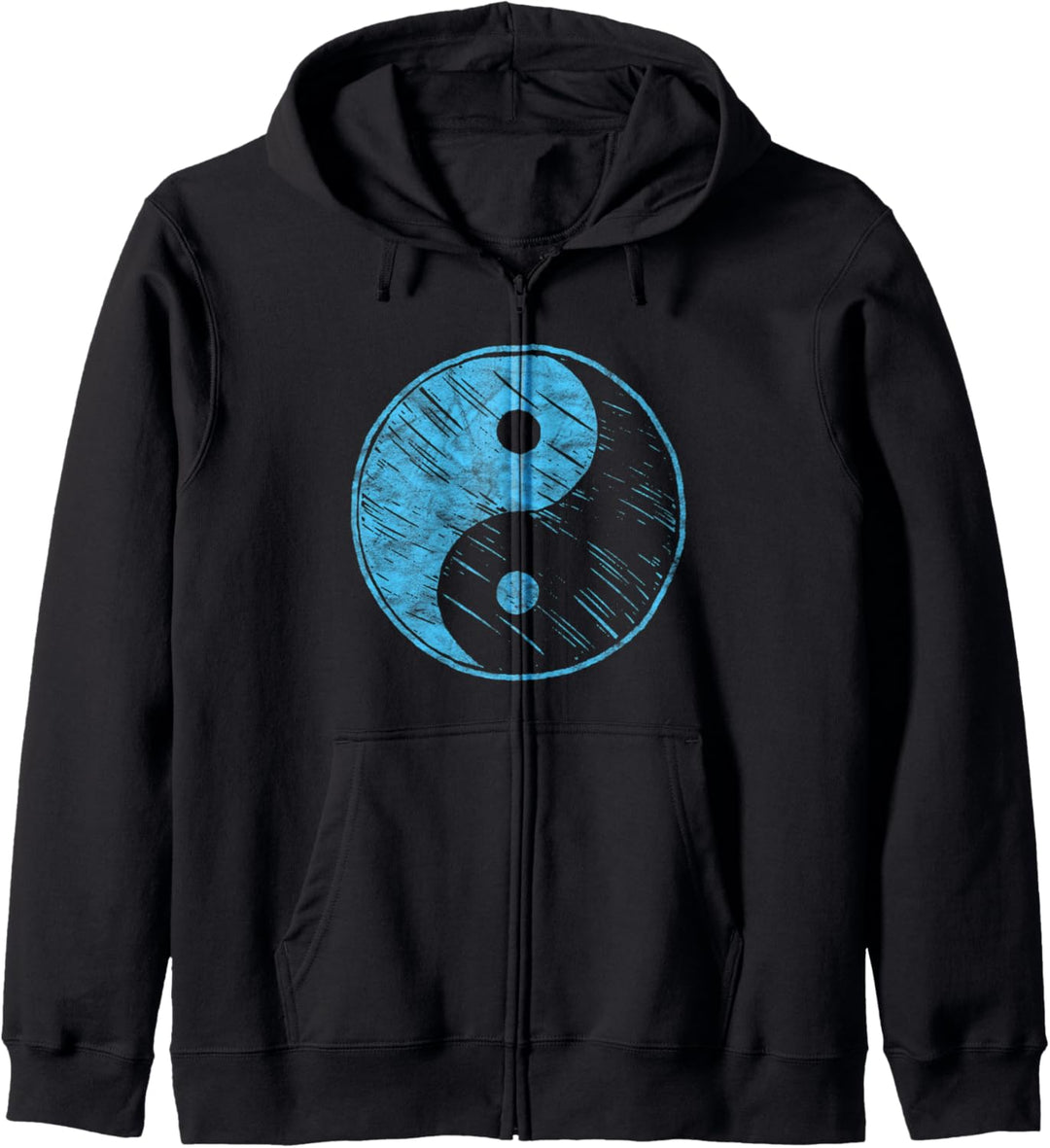 Vintage Blue Yin Yang Sketch Simple Minimalist Graphic Kapuzenjacke