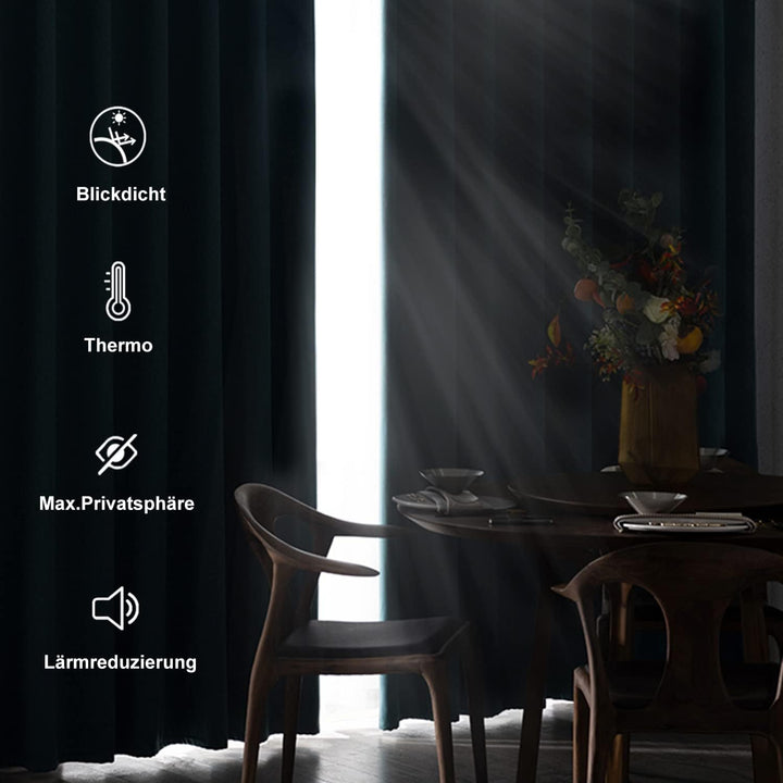 DWCN Vorhang Blickdicht Verdunkelungsgardinen mit Ösen 2 Stücke Thermogardine für Wohnzimmer, Schlaf