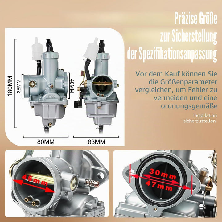 JFG RACING Kabel-Choke PZ30 30 mm Ansaugstutzen Vergaser für Motorrad 200/250 CC Dirt Bike ATV Quad