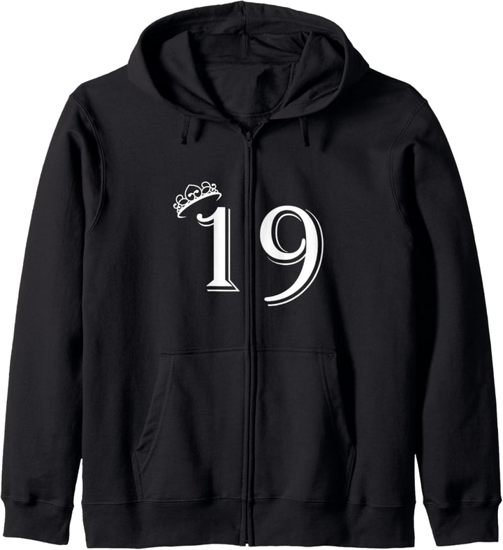 19. Geburtstag Frauen Männer Vintage Zahl 19 mit Krone Kapuzenjacke