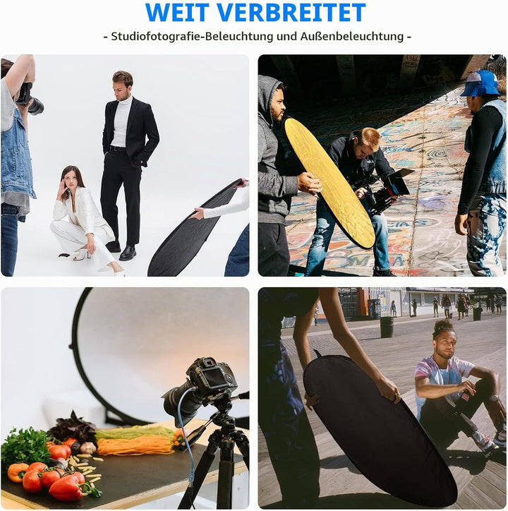 Neewer 5-in-1 60 x 90 cm (24 x 36 Zoll) Fotostudio Ovale Multi Disk Klappbare Licht-Reflektor Set mi