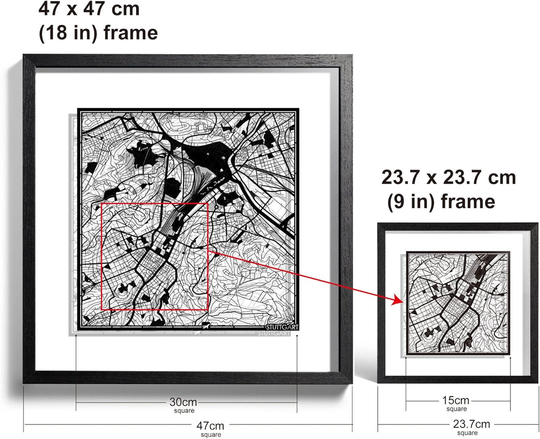 O3 DESIGN STUDIO - Marco de Papel para mapas, 22,8 x 22,8 cm, en Caja de Regalo, Fondo, autocambiant