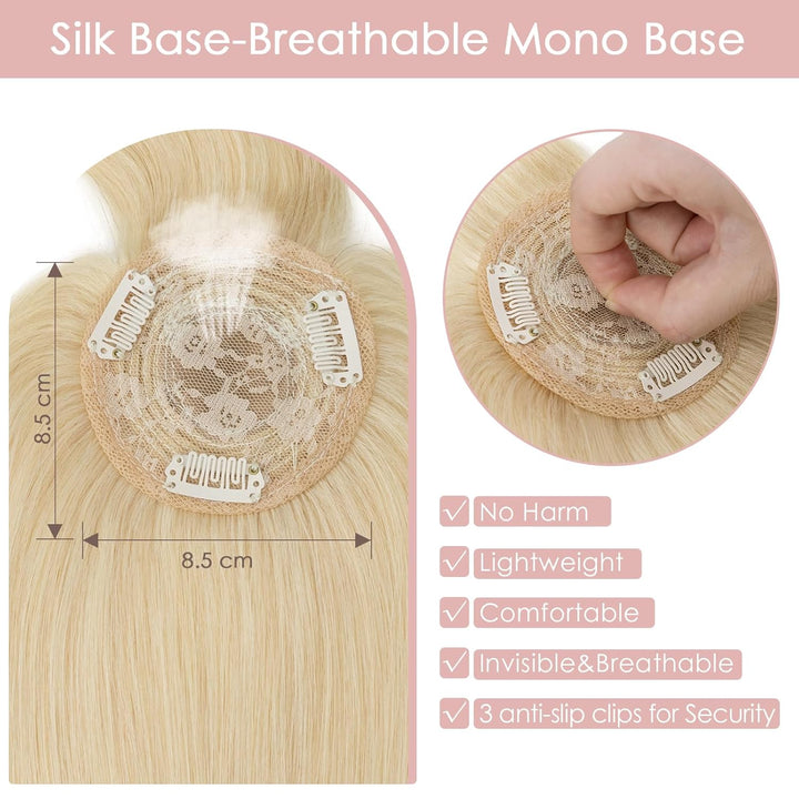 Silk-co Topper Extensions Haarteile Echthaar Clip in Extensions Echthaar Weich Natürlich Glatt Toupe