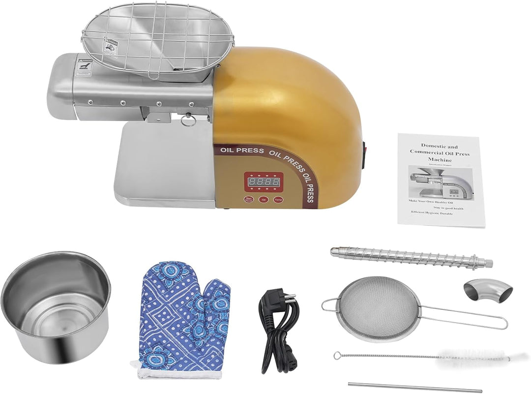 Ölpresse Automatisch 0-300℃ Temperatur-Einstellbar 5-8kg/H 95% Ölgewinnung Öl-Kochen-Funktion 1800W