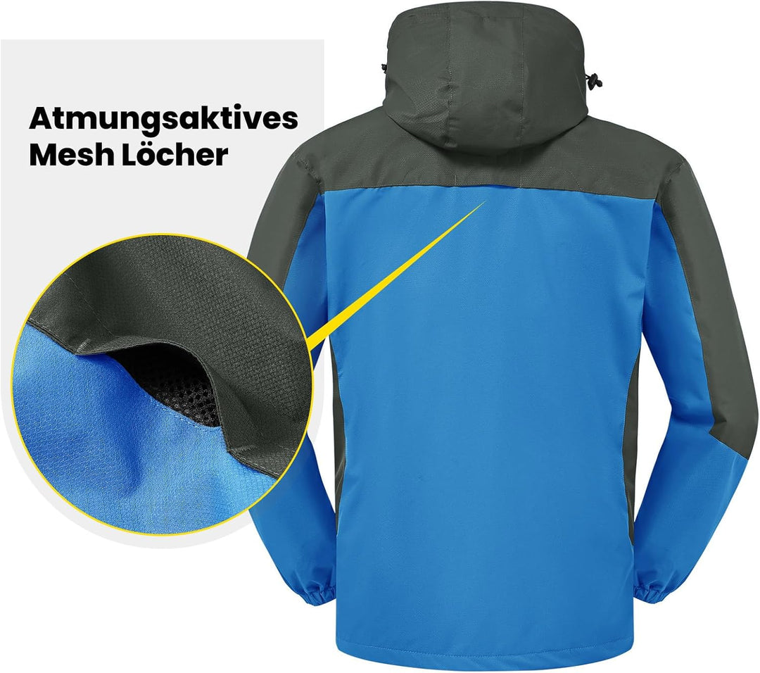 donhobo Herren Outdoor Wanderjacke Wasserabweisend Atmungsaktiv Winddichte Funktionsjacke Leicht Übe