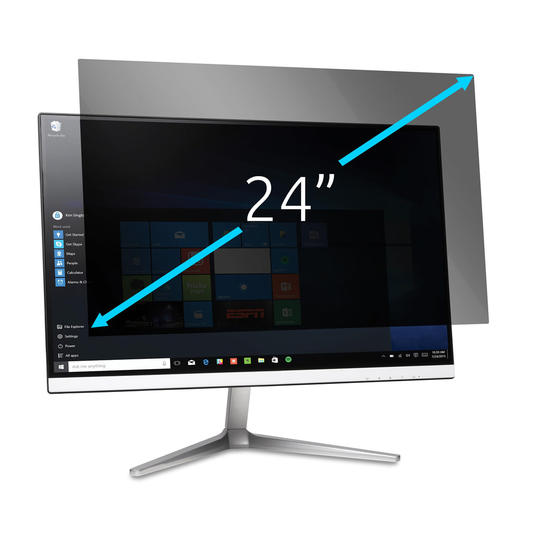 Kensington Monitor Blickschutzfilter, abnehmbare Schutzfolie für 24"-Monitore (16:9), Blendschutzbes