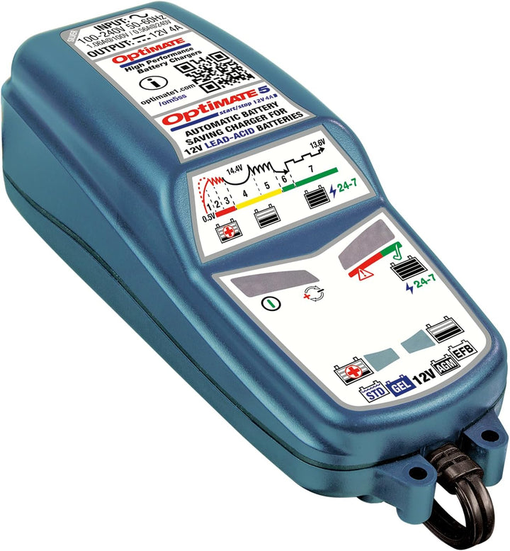 Optimate 5 Start/Stopp 12V 4A Automatische Batterielade- und Erhaltungsladegerät für AGM, Gel, EFB &