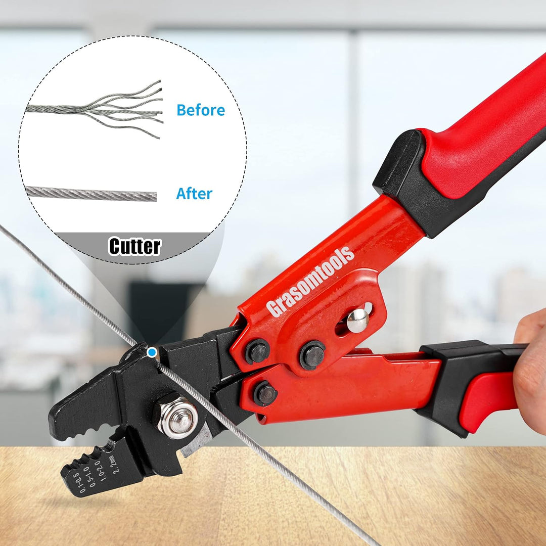 Crimpzange, Drahtseil-Crimpzange, bis zu 2,2 mm Swager Crimper Angeldraht-Crimpzange mit 100 Stück A