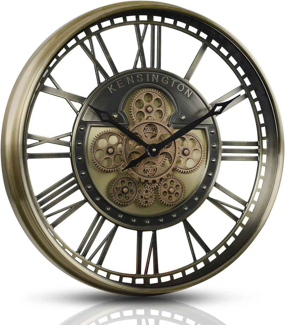 Samilito Wanduhr mit echtem Bewegungsgetriebe Zahnrädern römische oder arabische Ziffern (Römische Z