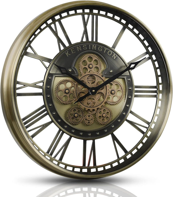 Samilito Wanduhr mit echtem Bewegungsgetriebe Zahnrädern römische oder arabische Ziffern (Römische Z