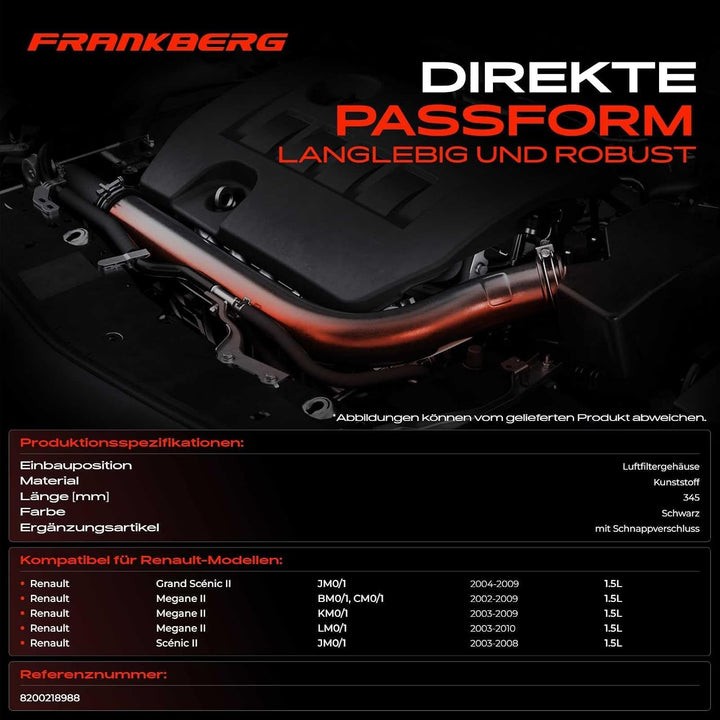 Ladeluftschlauch Turboschlauch für Grand Scénic II JM0/1 Megane II BM0/1 CM0/1 KM0/1 LM0/1 Scénic II