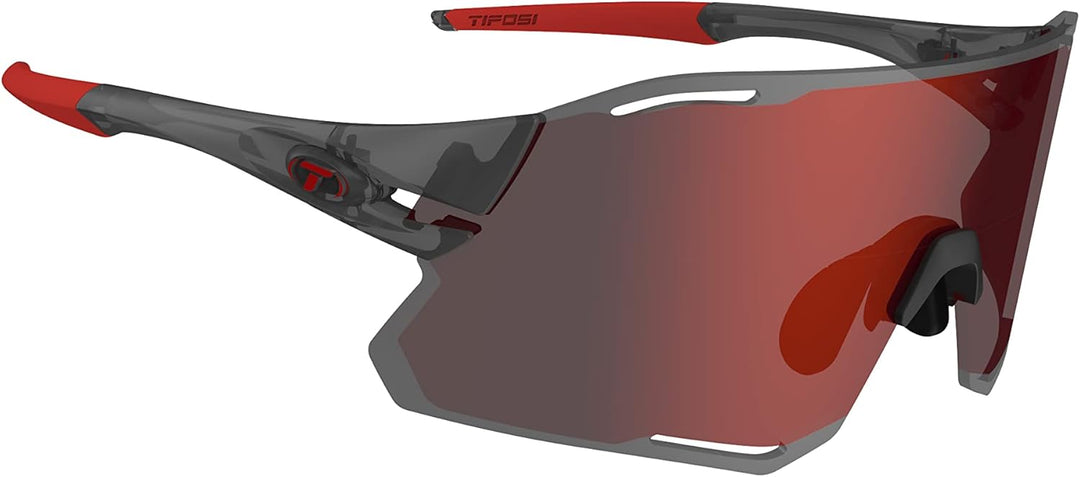 Tifosi Rail Race Satin-Vapor austauschbare Radsport-Sonnenbrille (2 Gläser), Clarion-Rot/Transparent