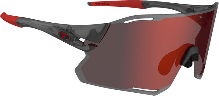 Tifosi Rail Race Satin-Vapor austauschbare Radsport-Sonnenbrille (2 Gläser), Clarion-Rot/Transparent