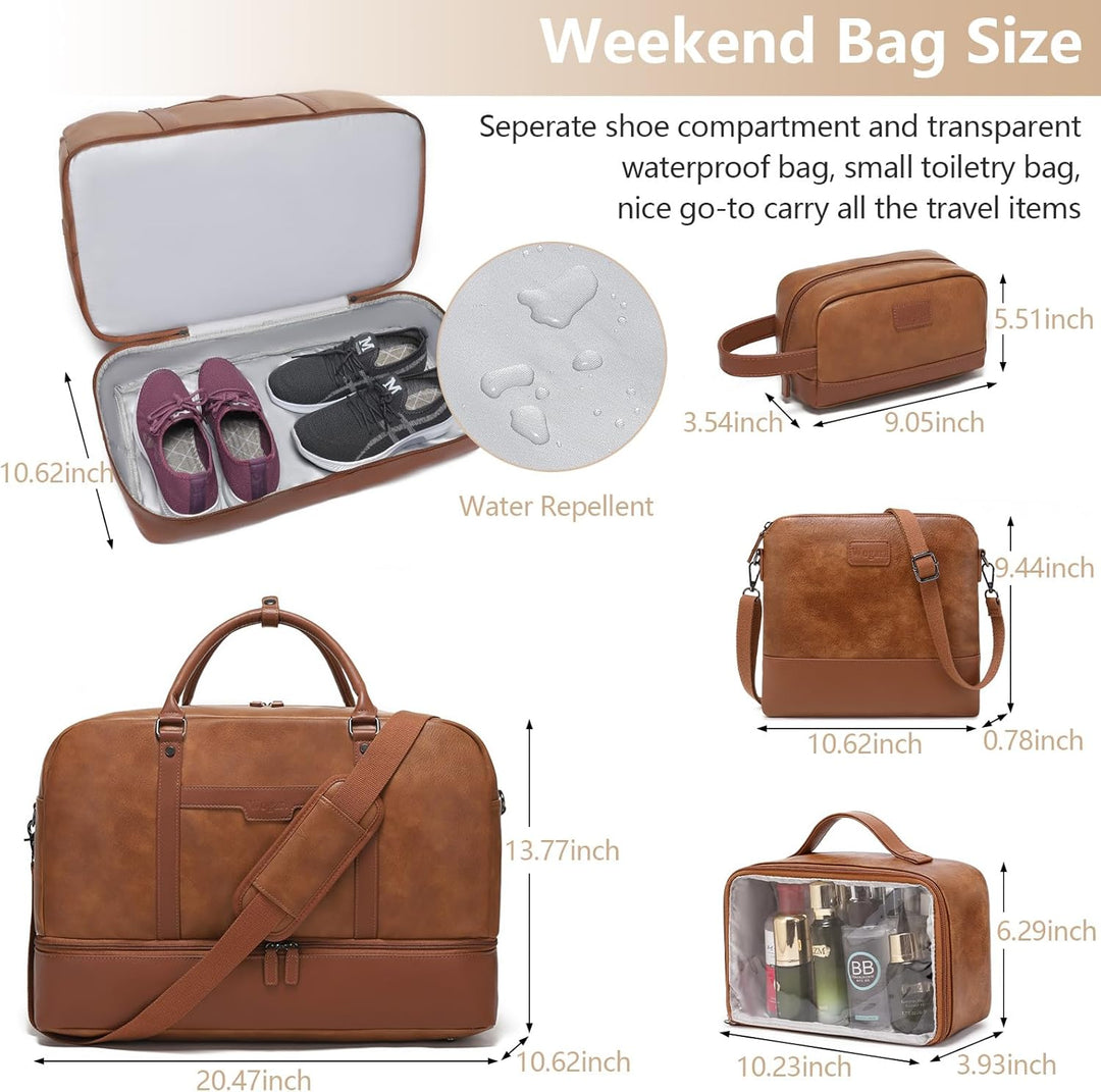 Wogarl Weekender Tasche für Damen Herren Grosse Übernachtungstasche Reisetasche Seesack, Helles Brau