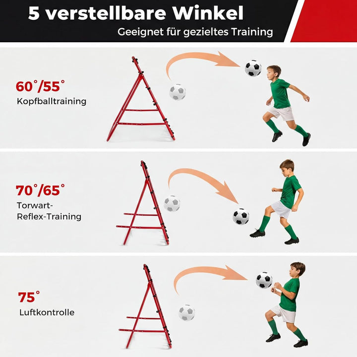 COSTWAY Rebounder für Fussball, 100 x 100 cm Rebound Netz faltbar mit verstellbaren Winkeln, Fussbal