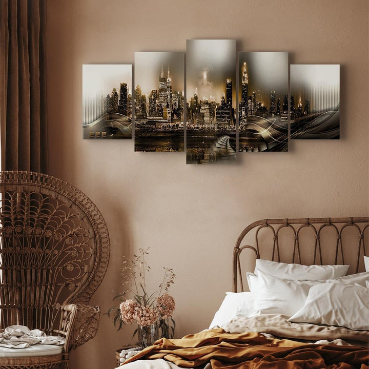 murando - Wandbilder XXL Stadt New York 150x75cm 5 tlg - Wand Deko Leinwand Bilder Gross Wanddeko Wo