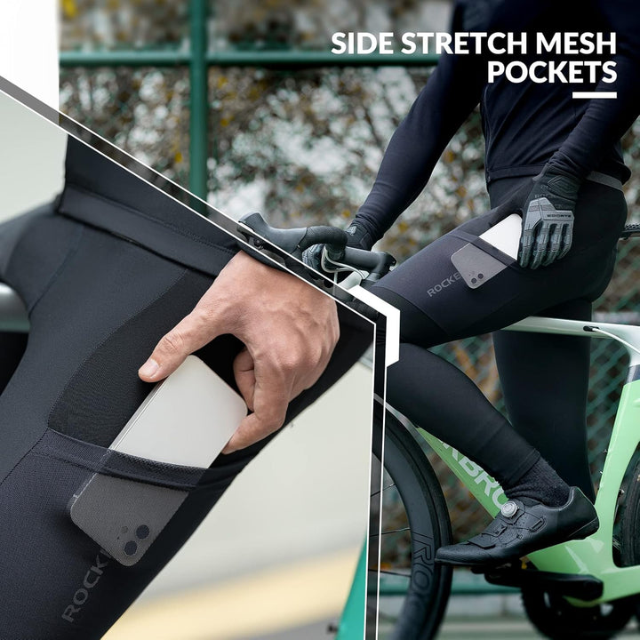 ROCKBROS Fahrradhose Winter Thermo Lange Hose Atmungsaktive Elastische Radhose für Outdoor-Sports Ra