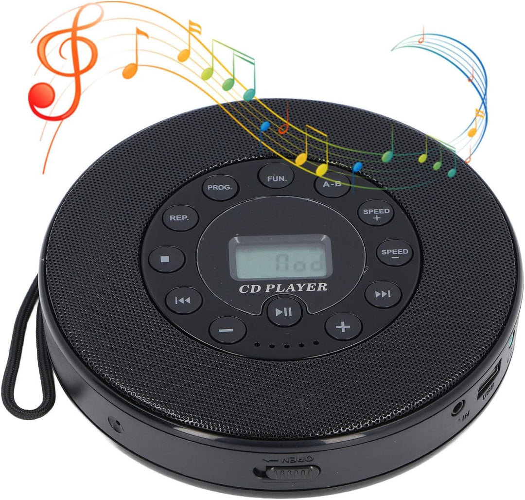 Tragbarer CD-Player, Kompakter Bluetooth-CD-Player mit Lautsprecher, Anti-Skip, Integriertes Mikrofo